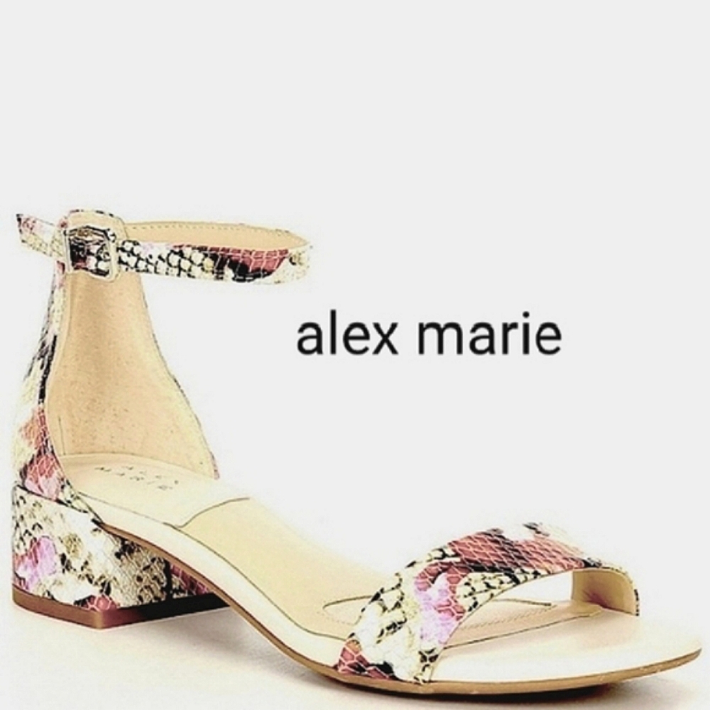 Alex Marie Malahn Leather Snake Print Floral Sandals